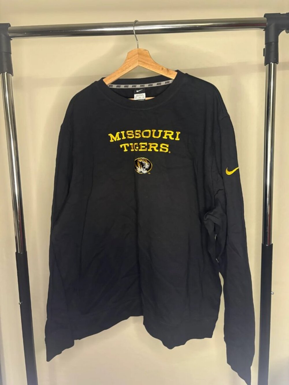 Y2K Nike Missouri Tigers Embroidered Black Crewneck Sweatshirt Mens 2XL